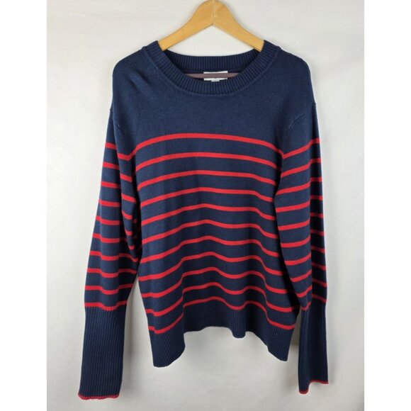 La Ligne X Target Women's Sweater Plus Size 1X Blue Striped Long Sleeve Cashmere - Picture 1 of 14